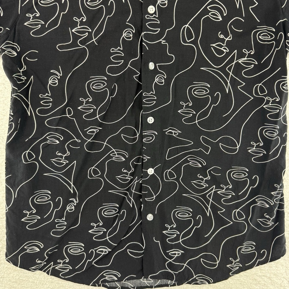 Youngla Face Silhouette Pattern Button Up Shirt M… - image 4